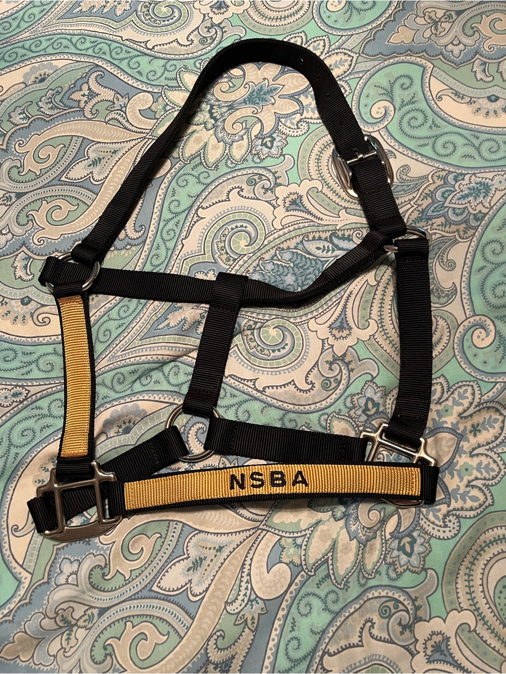 New NSBA Black and gold  Adjustable Horse Halter